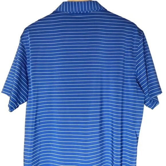 Peter Millar Halifax Stripe Stretch Jersey Polo Blue Grey Golf Shirt (Men M) - Picture 7 of 10